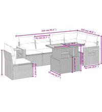 7-tlg. Garten-Sofagarnitur mit Kissen Grau Poly Rattan