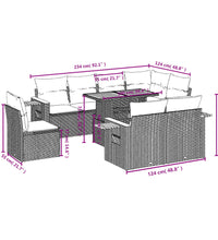 9-tlg. Garten-Sofagarnitur mit Kissen Beige Poly Rattan