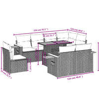 9-tlg. Garten-Sofagarnitur mit Kissen Grau Poly Rattan