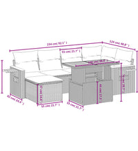 7-tlg. Garten-Sofagarnitur mit Kissen Grau Poly Rattan
