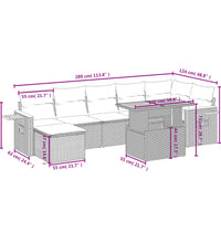 8-tlg. Garten-Sofagarnitur mit Kissen Grau Poly Rattan