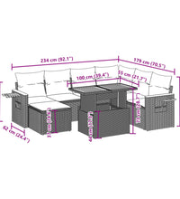 8-tlg. Garten-Sofagarnitur mit Kissen Schwarz Poly Rattan