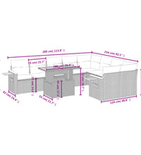 10-tlg. Garten-Sofagarnitur mit Kissen Grau Poly Rattan