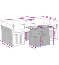 7-tlg. Garten-Sofagarnitur mit Kissen Schwarz Poly Rattan