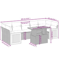 8-tlg. Garten-Sofagarnitur mit Kissen Schwarz Poly Rattan
