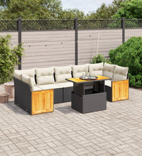 8-tlg. Garten-Sofagarnitur mit Kissen Schwarz Poly Rattan