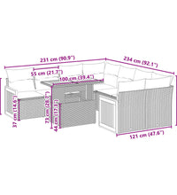 9-tlg. Garten-Sofagarnitur mit Kissen Schwarz Poly Rattan