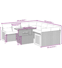 9-tlg. Garten-Sofagarnitur mit Kissen Schwarz Poly Rattan