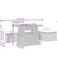 6-tlg. Garten-Sofagarnitur mit Kissen Schwarz Poly Rattan