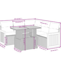 6-tlg. Garten-Sofagarnitur mit Kissen Beige Poly Rattan