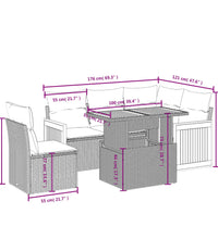 6-tlg. Garten-Sofagarnitur mit Kissen Schwarz Poly Rattan