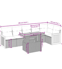 7-tlg. Garten-Sofagarnitur mit Kissen Schwarz Poly Rattan