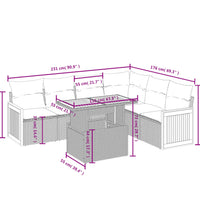 7-tlg. Garten-Sofagarnitur mit Kissen Schwarz Poly Rattan