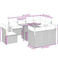 9-tlg. Garten-Sofagarnitur mit Kissen Beige Poly Rattan