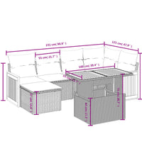 7-tlg. Garten-Sofagarnitur mit Kissen Schwarz Poly Rattan