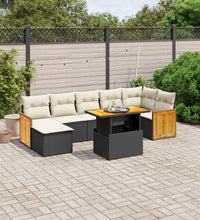 8-tlg. Garten-Sofagarnitur mit Kissen Schwarz Poly Rattan