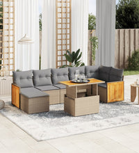 8-tlg. Garten-Sofagarnitur mit Kissen Beige Poly Rattan