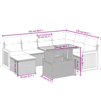 8-tlg. Garten-Sofagarnitur mit Kissen Grau Poly Rattan