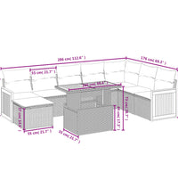 9-tlg. Garten-Sofagarnitur mit Kissen Grau Poly Rattan