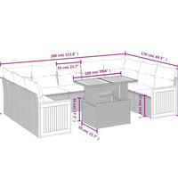 10-tlg. Garten-Sofagarnitur mit Kissen Beige Poly Rattan