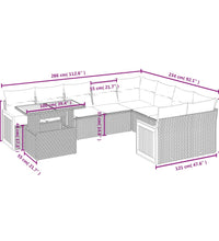 10-tlg. Garten-Sofagarnitur mit Kissen Grau Poly Rattan