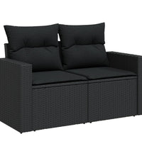 11-tlg. Garten-Sofagarnitur mit Kissen Schwarz Poly Rattan