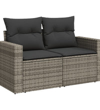 11-tlg. Garten-Sofagarnitur mit Kissen Grau Poly Rattan