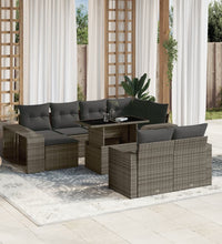 11-tlg. Garten-Sofagarnitur mit Kissen Grau Poly Rattan