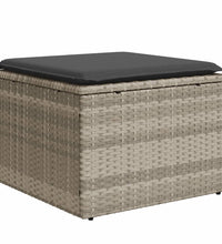11-tlg. Garten-Sofagarnitur mit Kissen Hellgrau Poly Rattan