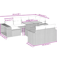 11-tlg. Garten-Sofagarnitur mit Kissen Schwarz Poly Rattan