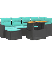 11-tlg. Garten-Sofagarnitur mit Kissen Beige Poly Rattan