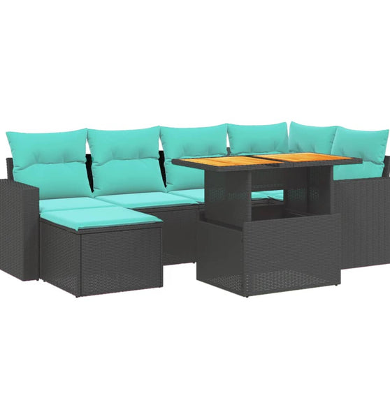11-tlg. Garten-Sofagarnitur mit Kissen Beige Poly Rattan
