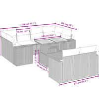 11-tlg. Garten-Sofagarnitur mit Kissen Beige Poly Rattan