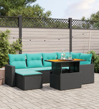11-tlg. Garten-Sofagarnitur mit Kissen Beige Poly Rattan