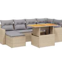 11-tlg. Garten-Sofagarnitur mit Kissen Grau Poly Rattan