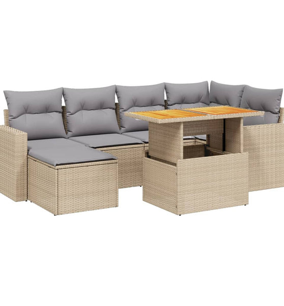 11-tlg. Garten-Sofagarnitur mit Kissen Grau Poly Rattan