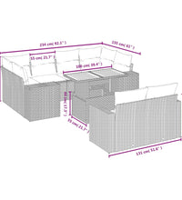 11-tlg. Garten-Sofagarnitur mit Kissen Grau Poly Rattan