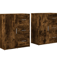 Sideboards 2 Stk. Räuchereiche 60x31x70 cm Holzwerkstoff