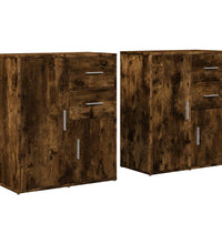 Sideboards 2 Stk. Räuchereiche 60x31x70 cm Holzwerkstoff