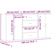 Sideboards 3 Stk. Sonoma-Eiche 60x31x84 cm Holzwerkstoff