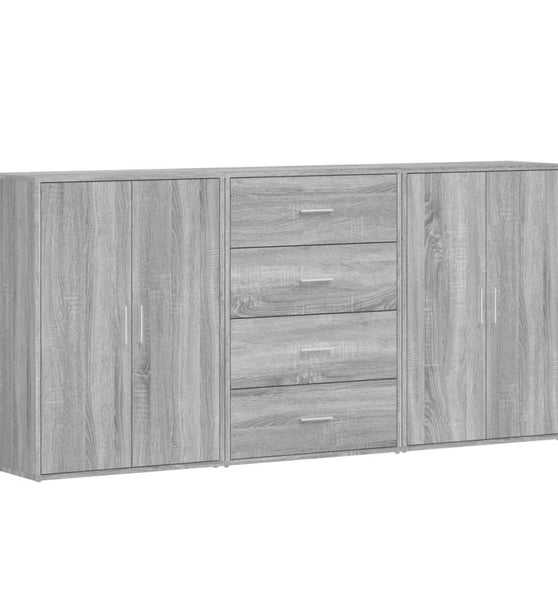 Sideboards 3 Stk. Grau Sonoma 60x31x84 cm Holzwerkstoff