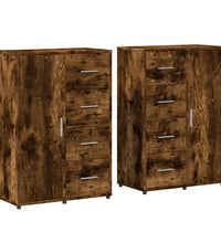Sideboards 2 Stk. Räuchereiche 60x31x84 cm Holzwerkstoff