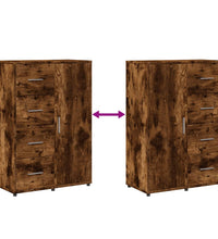 Sideboards 2 Stk. Räuchereiche 60x31x84 cm Holzwerkstoff