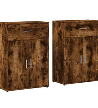 Sideboards 2 Stk. Räuchereiche 60x30x84 cm Holzwerkstoff