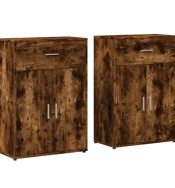 Sideboards 2 Stk. Räuchereiche 60x30x84 cm Holzwerkstoff