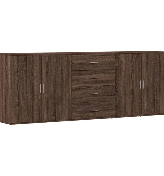 Sideboards 3 Stk. Braun Eichen-Optik Holzwerkstoff