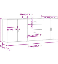 Sideboards 3 Stk. Braun Eichen-Optik Holzwerkstoff