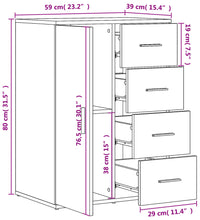 Sideboards 2 Stk. Schwarz 59x39x80 cm Holzwerkstoff