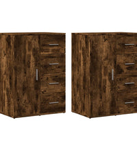 Sideboards 2 Stk. Räuchereiche 59x39x80 cm Holzwerkstoff