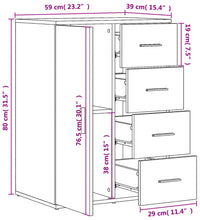 Sideboards 2 Stk. Räuchereiche 59x39x80 cm Holzwerkstoff